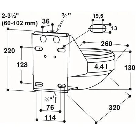 Edelstahl-Rohrventilbecken Modell 1200