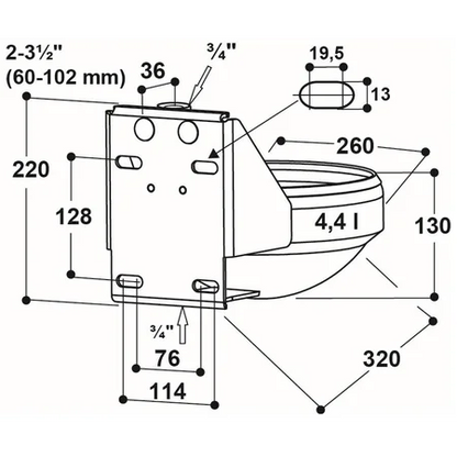 Edelstahl-Rohrventilbecken Modell 1200