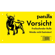 Warnschild, Vorsicht freilaufender Bulle, Kunststoff