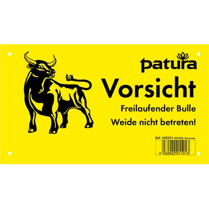 Warnschild, Vorsicht freilaufender Bulle, Kunststoff