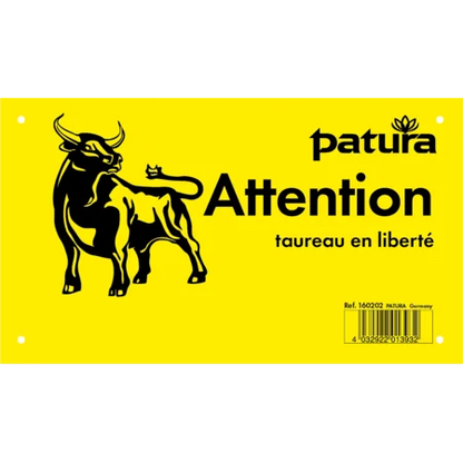 Warnschild, Vorsicht freilaufender Bulle, Kunststoff