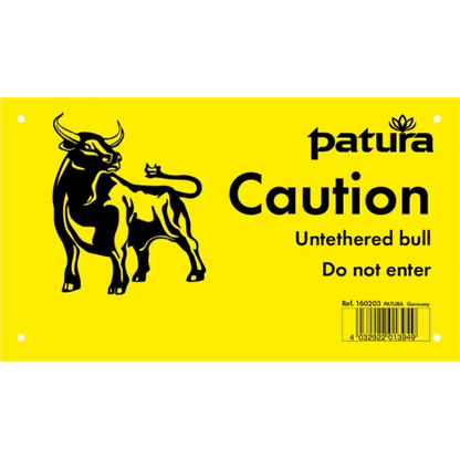 Warnschild, Vorsicht freilaufender Bulle, Kunststoff