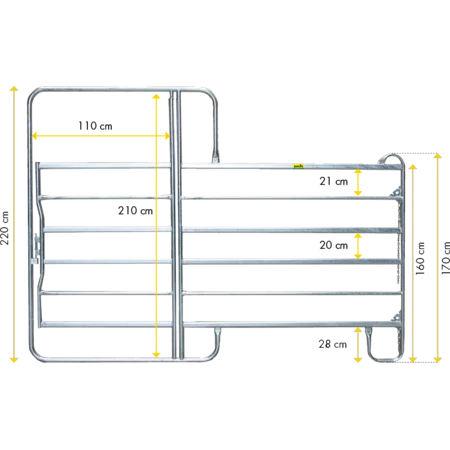 Panel-6 mit Tor, Höhe 220 cm
