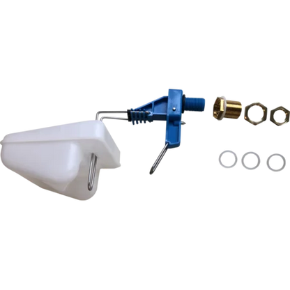 Niederdruckventil (blau) mit Schwimmer, Anschluß 1/2" oder 3/4" (inkl. Adapter)
